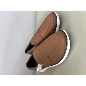 Men's Casual Brown Slip-On Loafers with White Sole Size 10